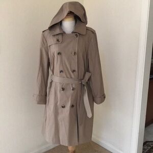LONDON FOG Size XL khaki hooded trench coat